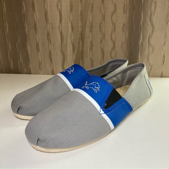 NFL Detroit Lions Men's Large 11-12 Espadrille Canvas Shoe FOCO Gray Blue NWT - Picture 6 of 16